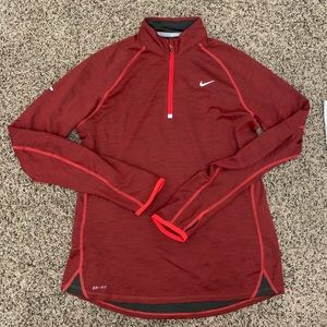 Nike red dri fit half zip pullover